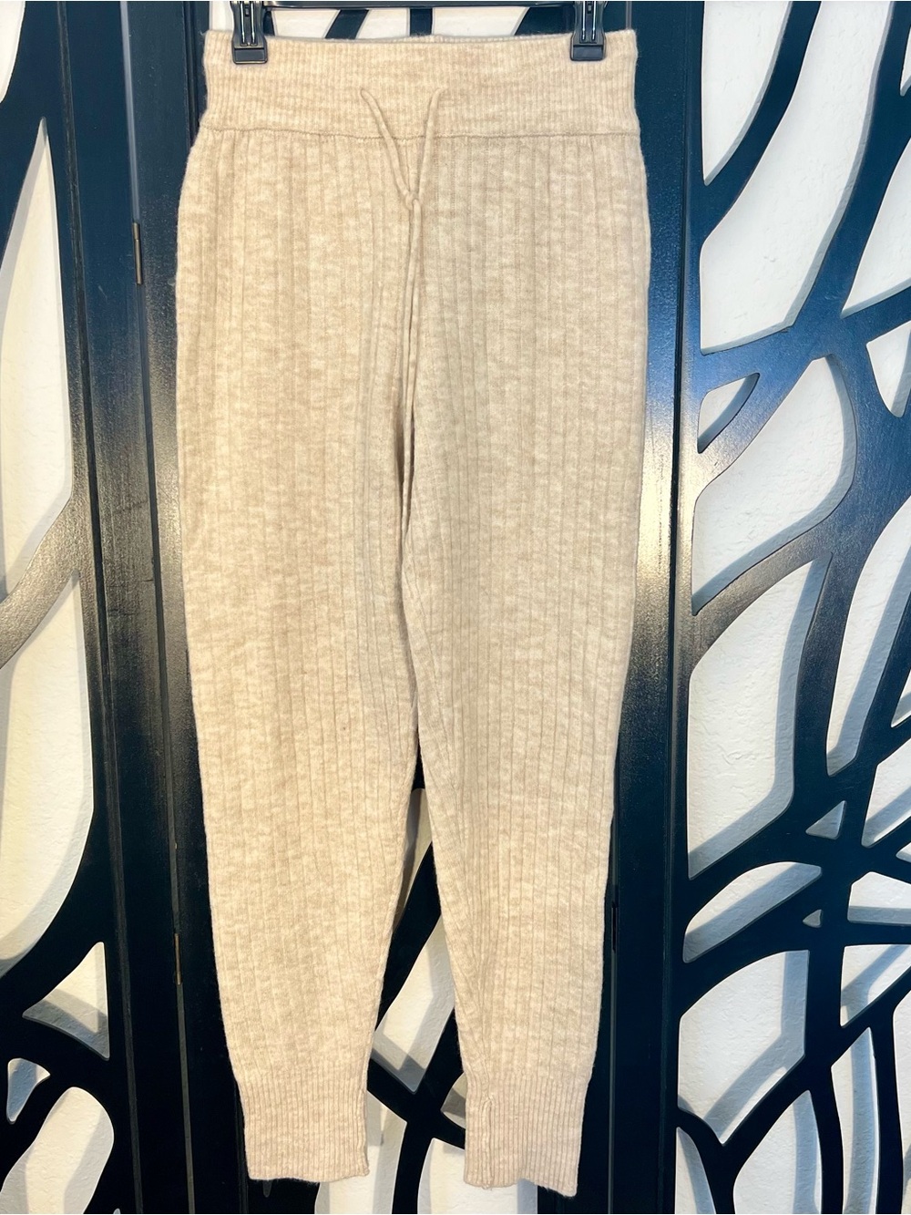 Intimately Free People Around the Clock Oatmeal Ribbed Knit Jogger Small Cozy